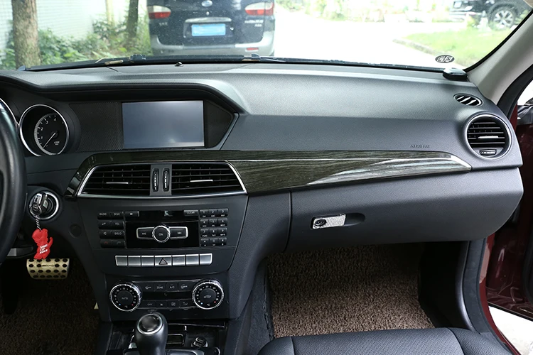 ABS черное дерево зерна для Mercedes Benz C Class W204 2010-2013 аксессуар для автомобиля центральная консоль для салона Защитная панель Крышка отделка