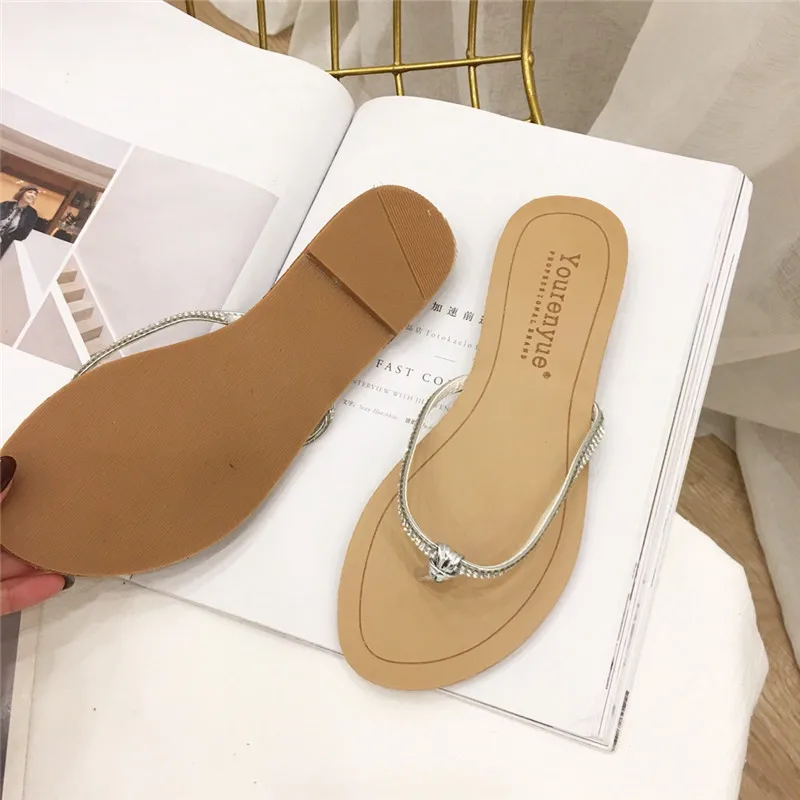 

Sparkling rhinestone sandals and slippers 2021 summer cool flip flops holiday beach shoes sexy women's shoes
