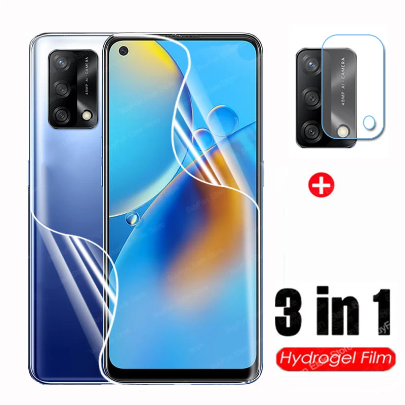 Гидрогелевая пленка 3 в 1 для Oppo A74 A54 A94 защита экрана и объектив камеры F19 Pro 5G A 74