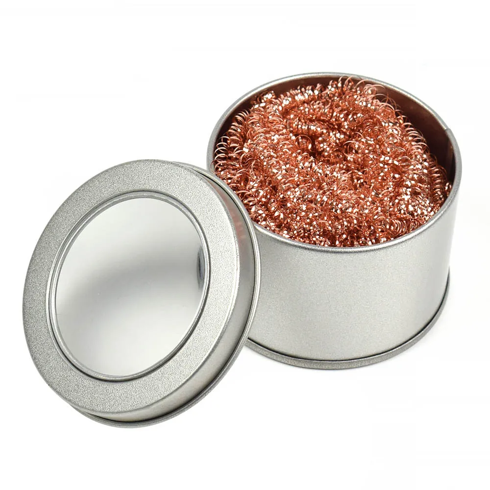 Cleaning Ball Desoldering Soldering Iron Mesh Filter Cleaning Nozzle Tip Copper Wire Cleaner Ball Metal Dross Box Clean Ball