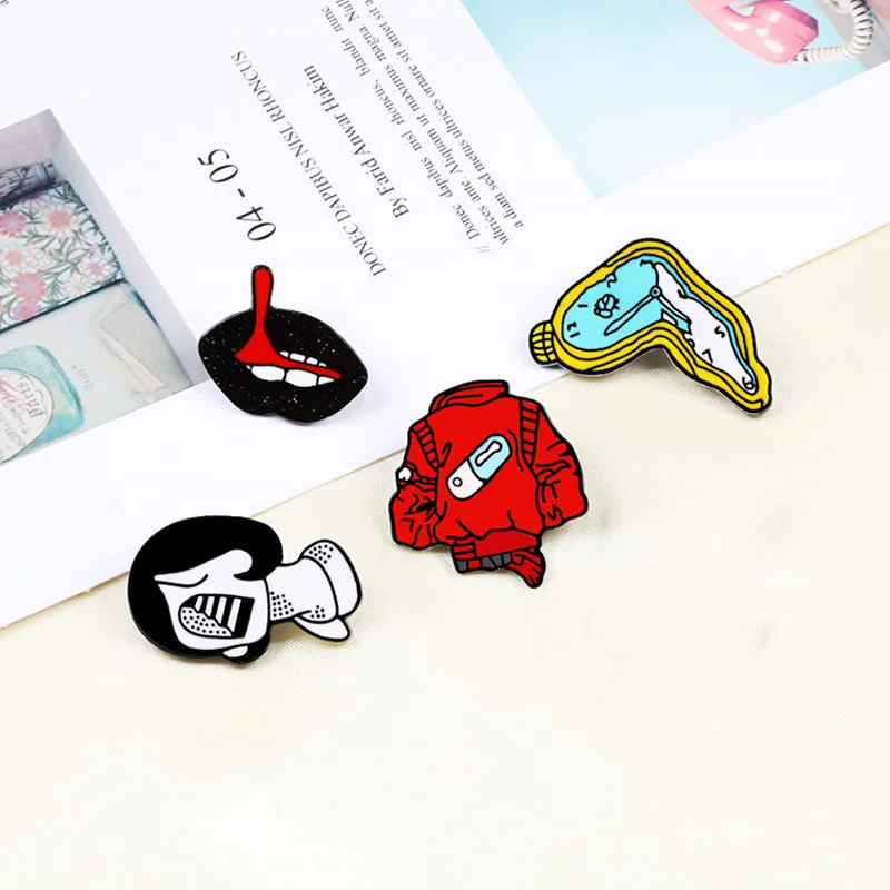 Эмалированные значки в виде таблетки глаз губ часы модная рубашка рюкзак лацкан