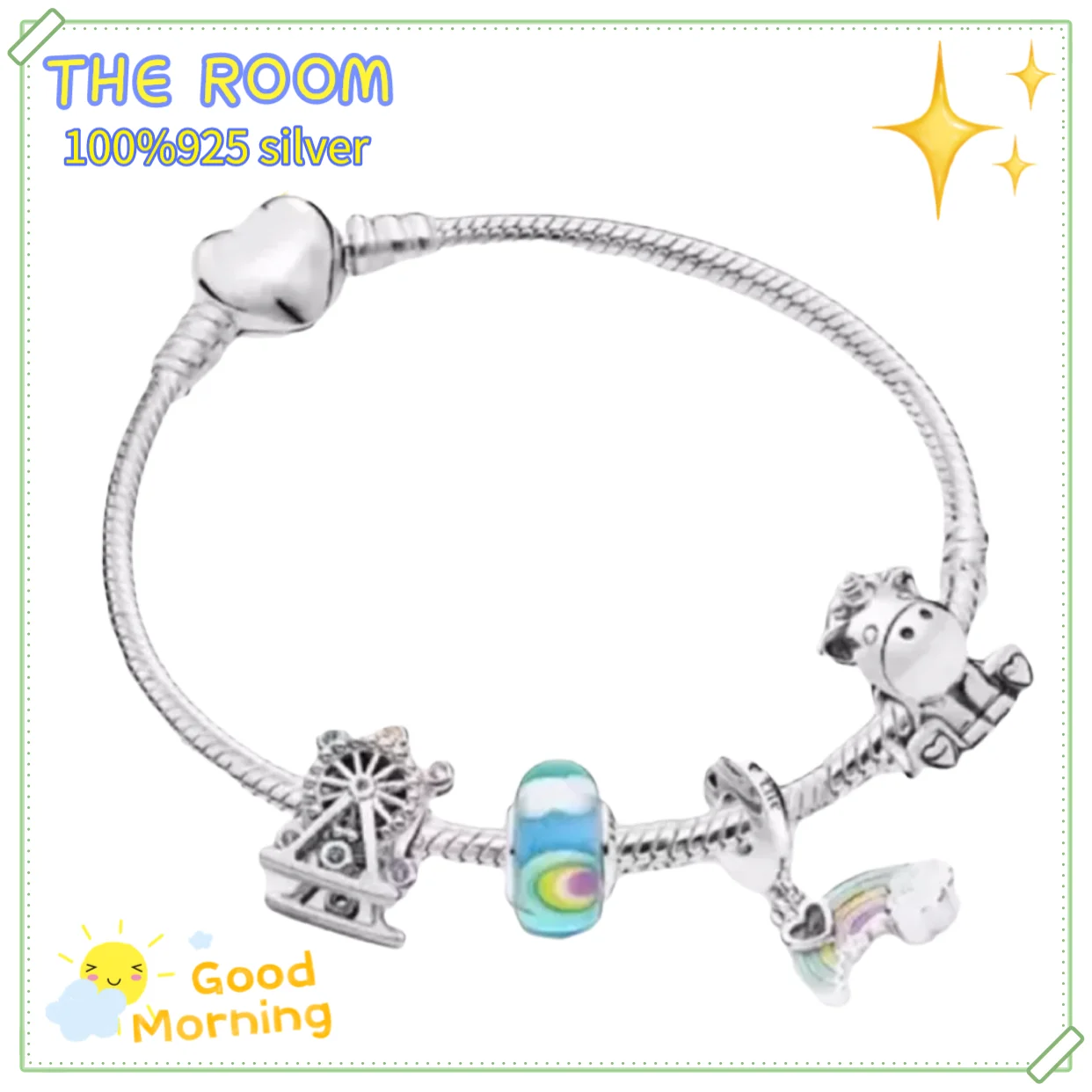 

Hot Sale 100% 925 Sterling Silver pandora bracelet rainbow series snake Charms Bangle For Women Fit Original DIY Charm Jewelry