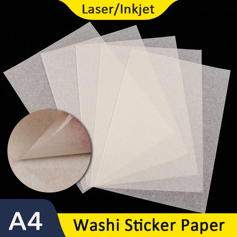 A4 Washi Paper Self-Adhesive Hand Account Material Sticker Laser Inkjet Printable Translucent DIY Japanese Paper
