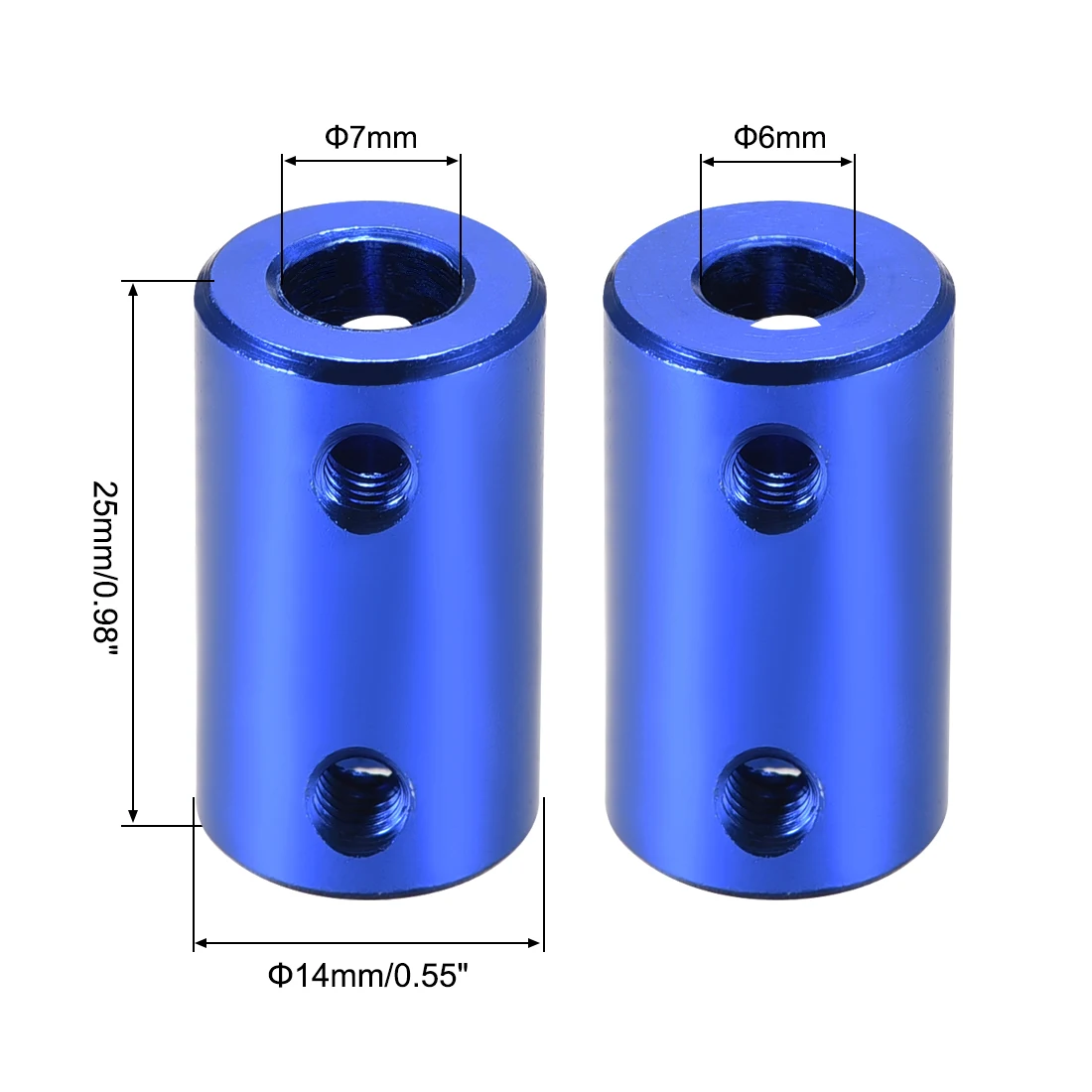 

uxcell 6mm to 7mm Bore Rigid Coupling 25mm Length 14mm Diameter Coupler Aluminum Alloy for Model Car Deep Blue