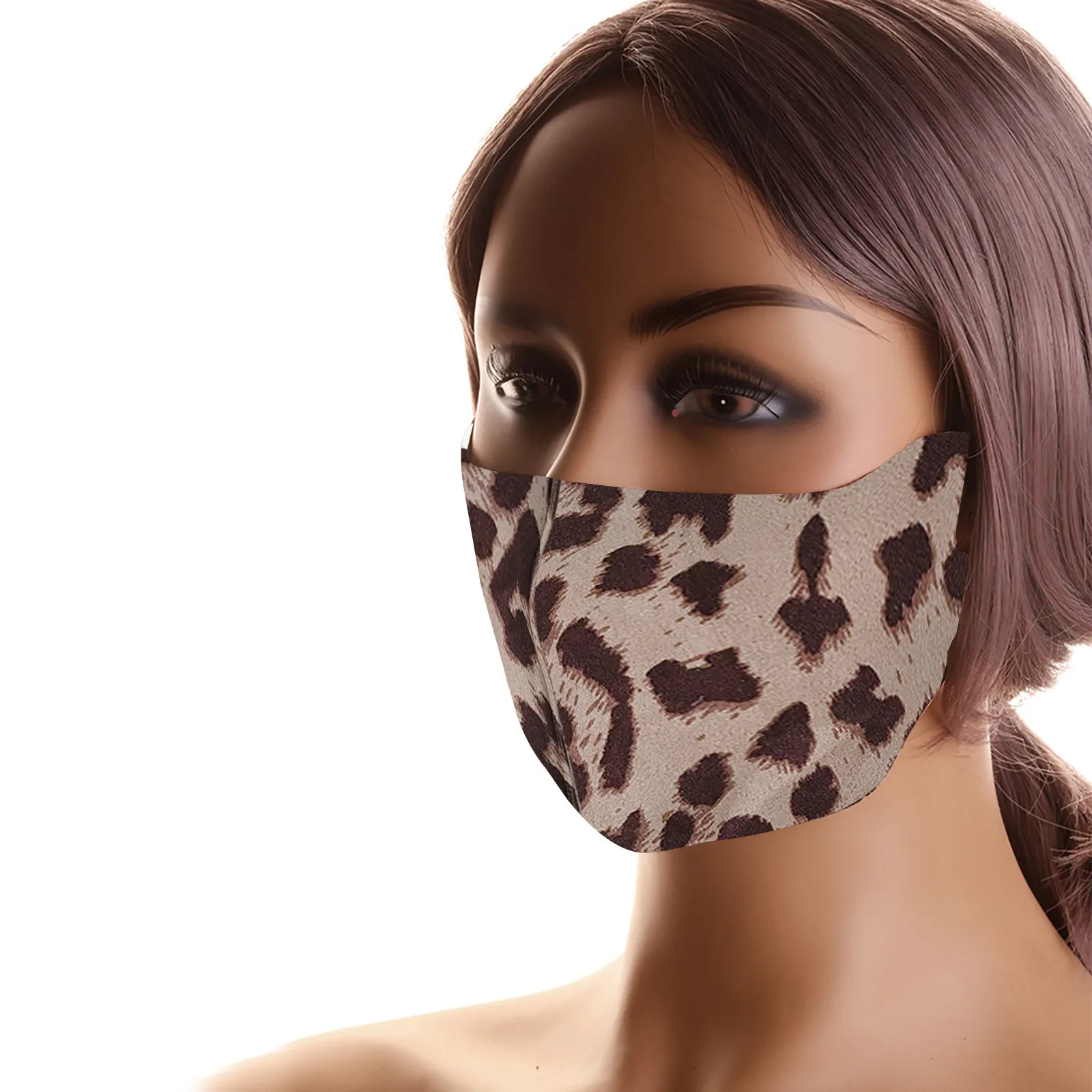 Тканевая маска леопардовая многоразовая для рта моющаяся хлопковая лица