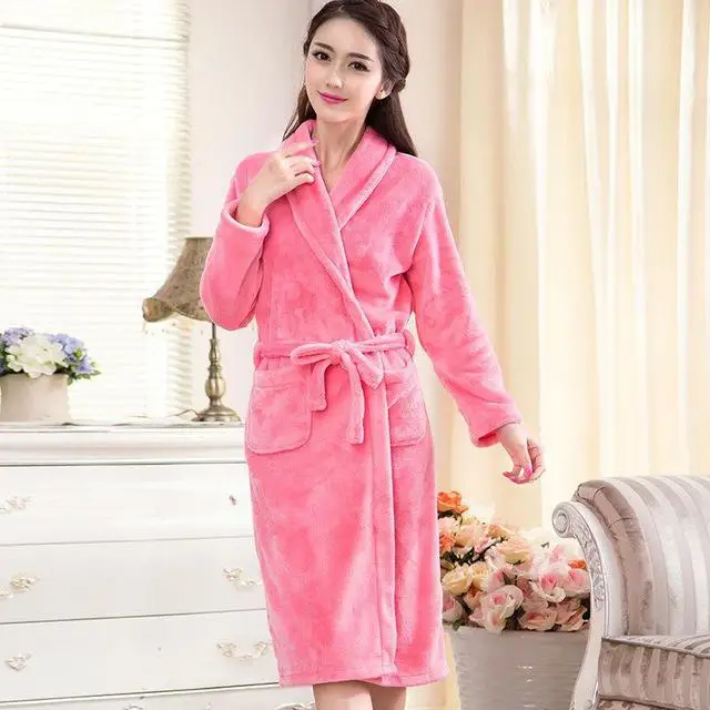 Men&women Coral Fleece Print Bow Robe Flannel Sleepwear Kimono Bathrobe Gown Winter Warm Thick Home Dressing Gown - Цвет: Women 12