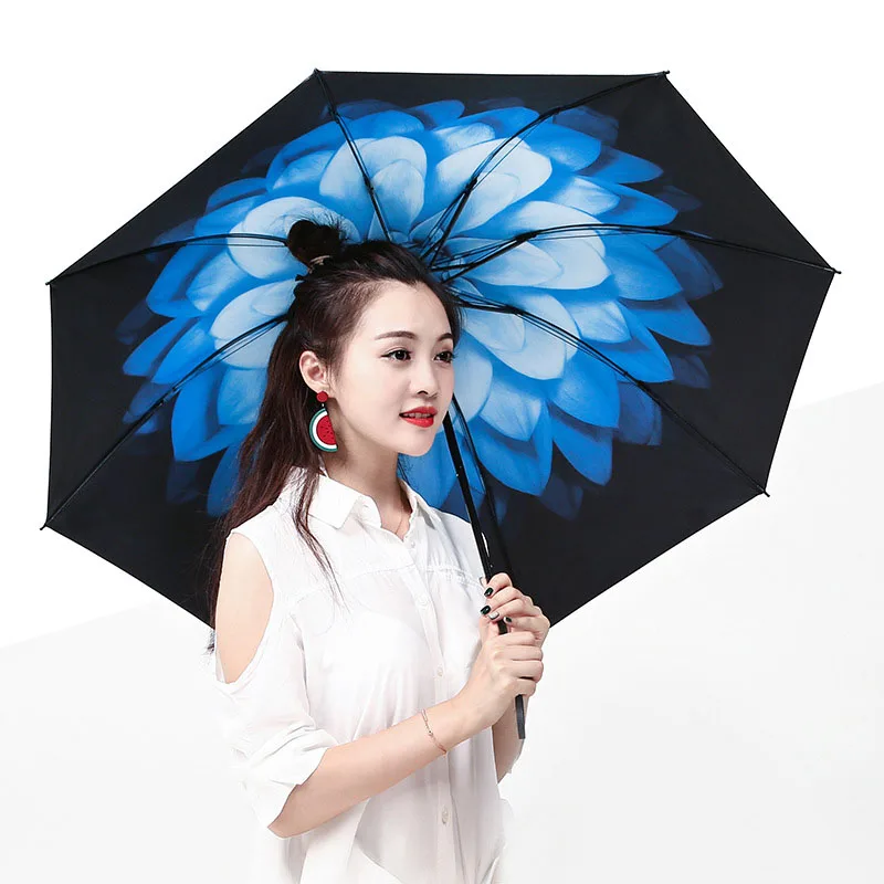 2020 Hot High Quality umbrella corporation Three-folding Vinyl Umbrellas Windproof Color umbrella men Female Waterproof paraguas