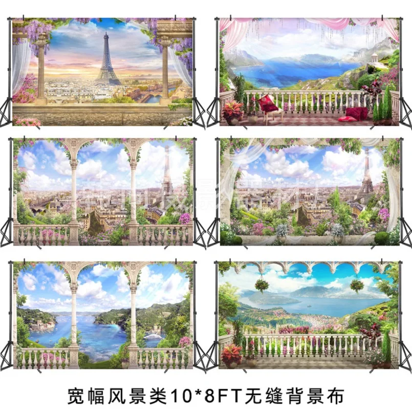 Виниловый фон Nitree для фотосъемки декор интерьера гостиной пейзаж море голубое