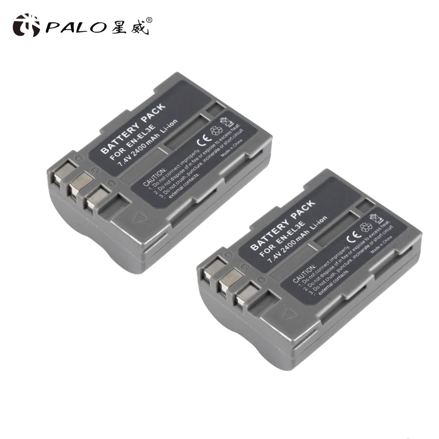 2pcs battery PALO Аккумулятор для камеры EN-EL3E аккумулятор el 3e 7,4 V 2400mAh 1 шт. литий-ионный цифровой для NIKON d700 d90 d200 d300S d70 d100 - Цвет: 2pcs battery
