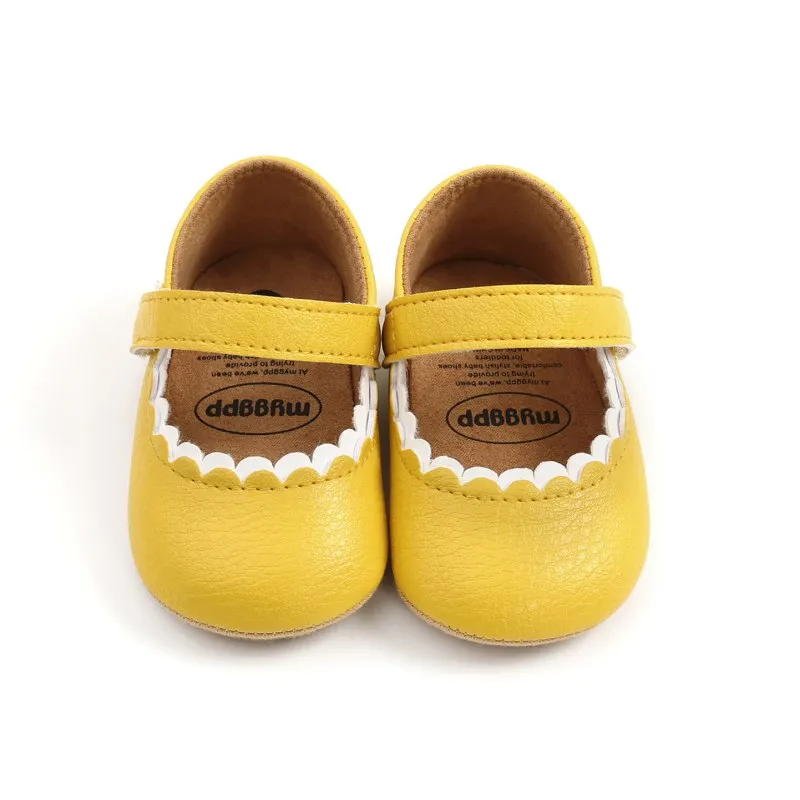 

2021 New Solid Color Toddler Newborn Baby Girls Crib Shoes Infant Cartoon Soft Sole Non-slip soft sole sneakers first walkers