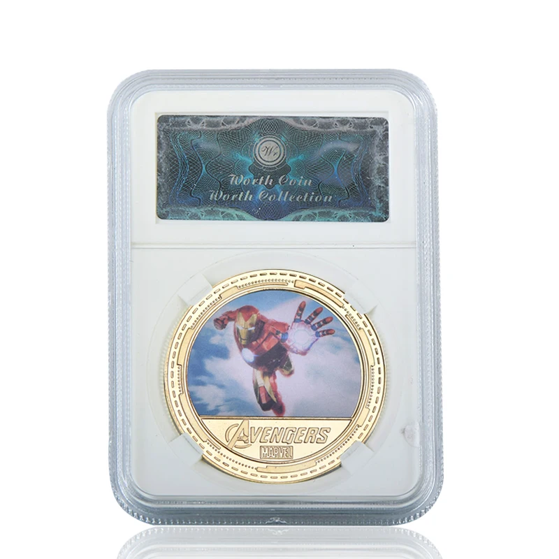 iron man with case 14 шт. Marvel Мстители Бесконечность войны золото коллекционные монеты набор коробка сувенир вызов монеты Оригинальные подарки для фанатов дропшиппинг - Цвет: iron man with case