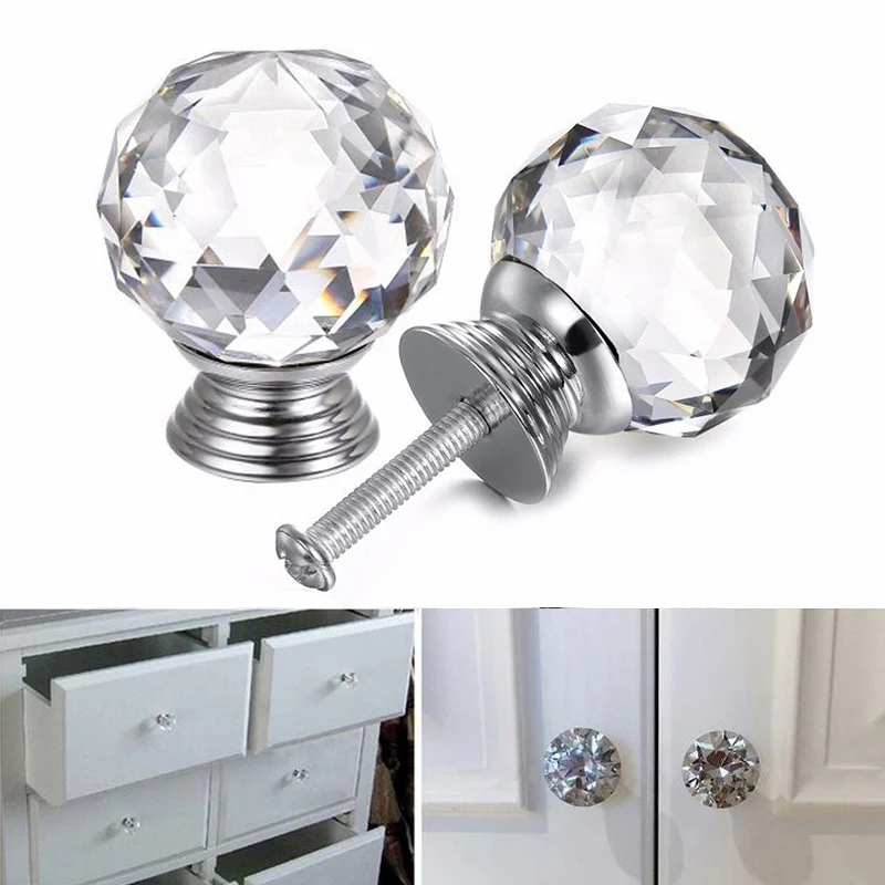 Круглая ручка для выдвижного ящика прозрачные ручки в форме алмаза из