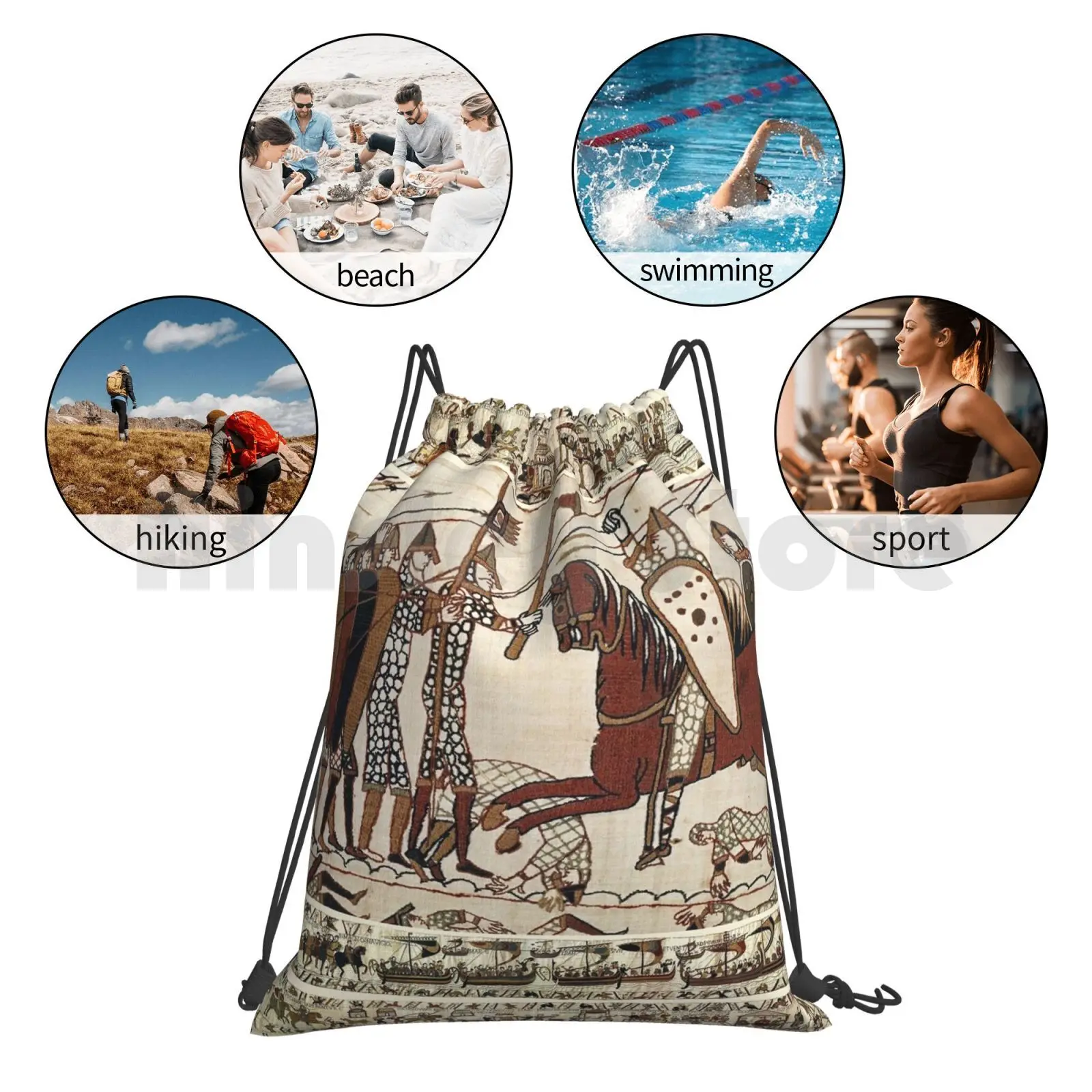 

The Bayeux Tapestry , Battle Of Hastings , Norman Knights Combatting Horseback Outdoor Hiking Backpack Waterproof Camping