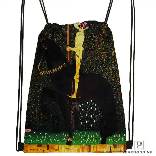 Custom gustav_klimt _ походная сумка на шнурке милый рюкзак для детей (черная спинка) 31x40 см