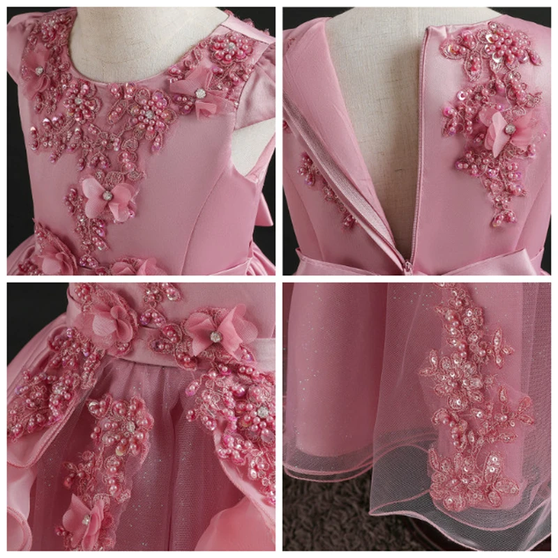 Детские платья с цветами для девочек вечерние из тюля на свадьбу день рождения