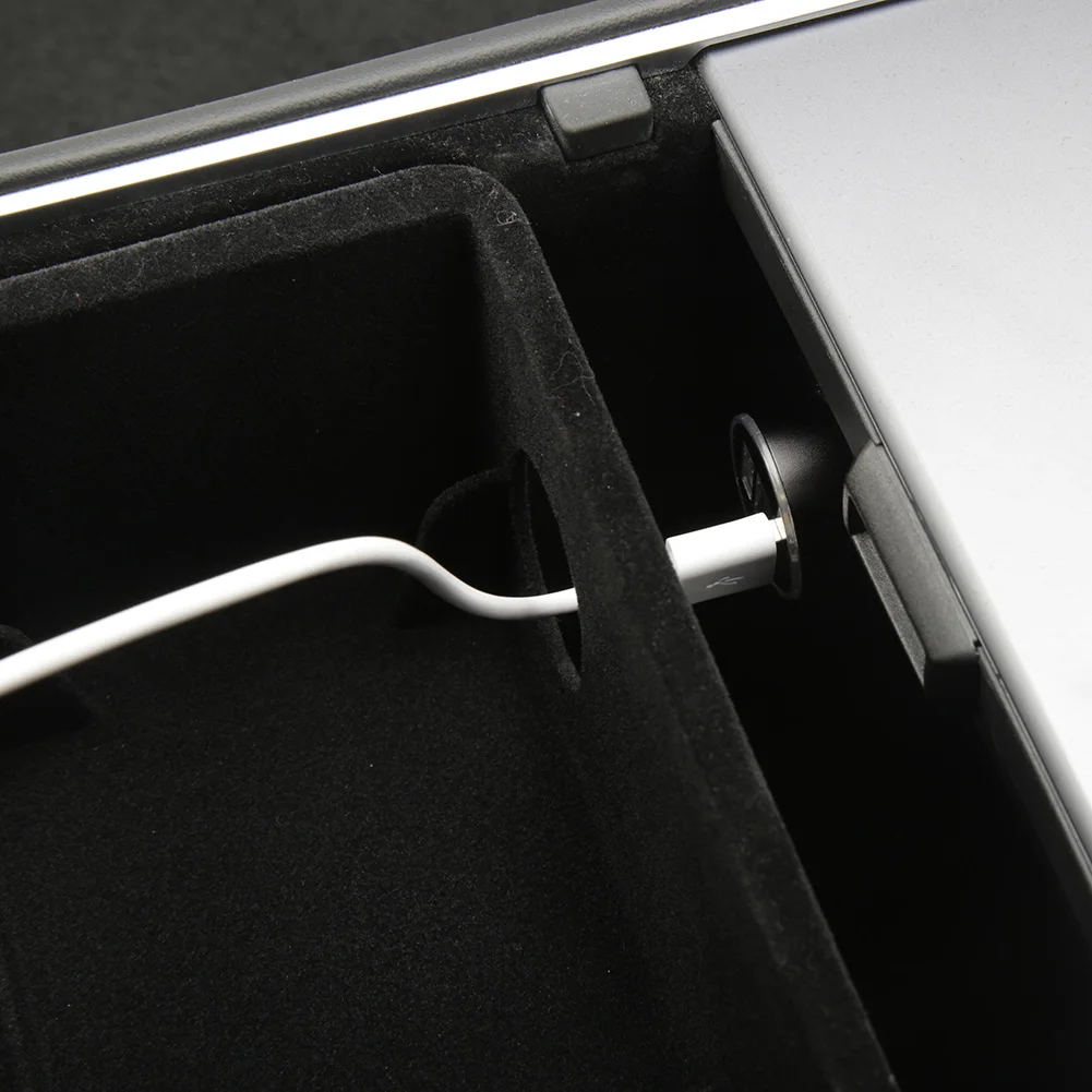 

Flush-Mounted Console Tray with Silicone Storage Box Flocking Lining Armrest Suitable for Tesla Model 3Y 2021 Accessories