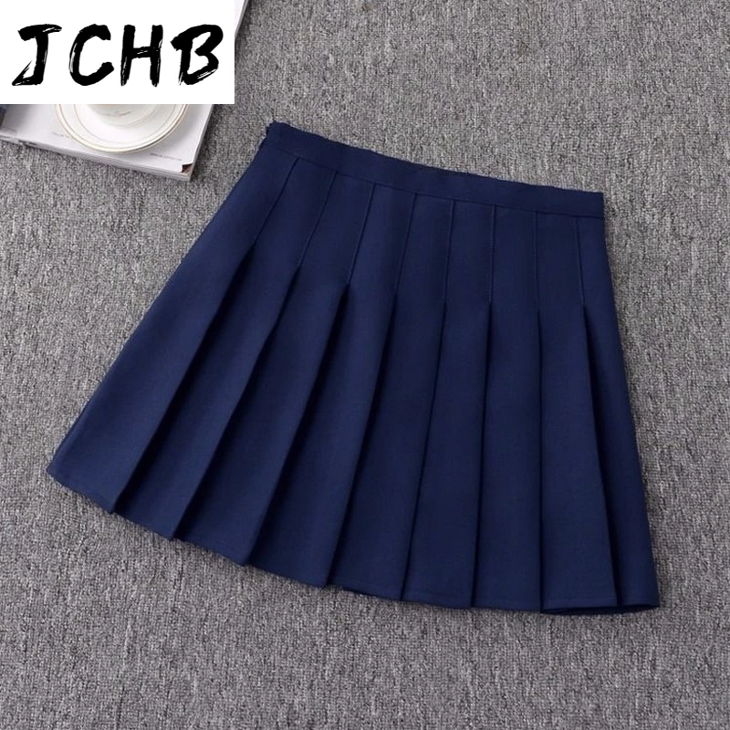 

2021 Fashion New Ulzzang Solid Pleated Skirt Female Skirts A-line High Waist Preppy Style Student Girls Skirts Summer Spring Hot