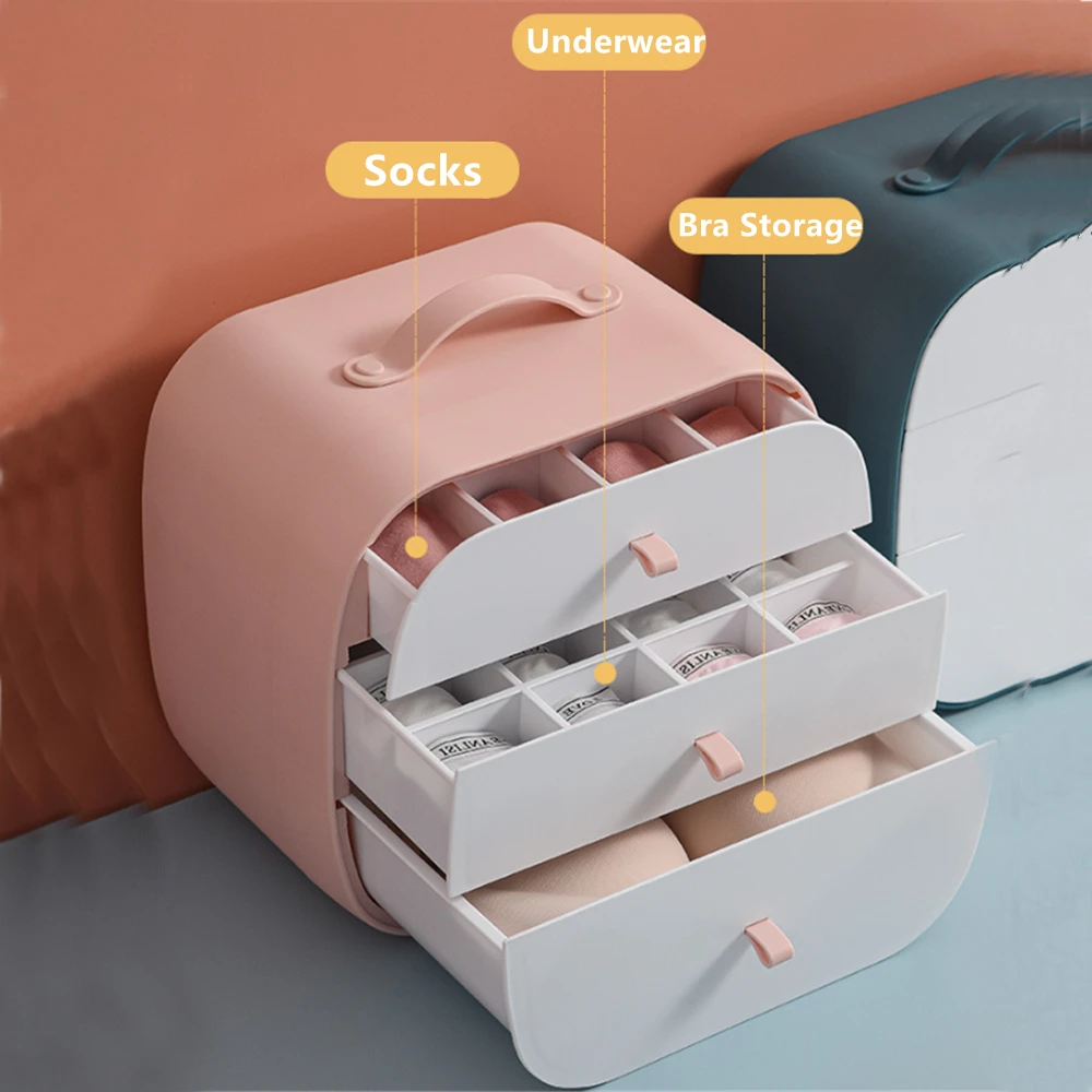 

New Underwear Storage Box 3 In 1 Combined Drawer Underclothes Organizer with Partition Plate Portable Travel Bra Socks Suitcase