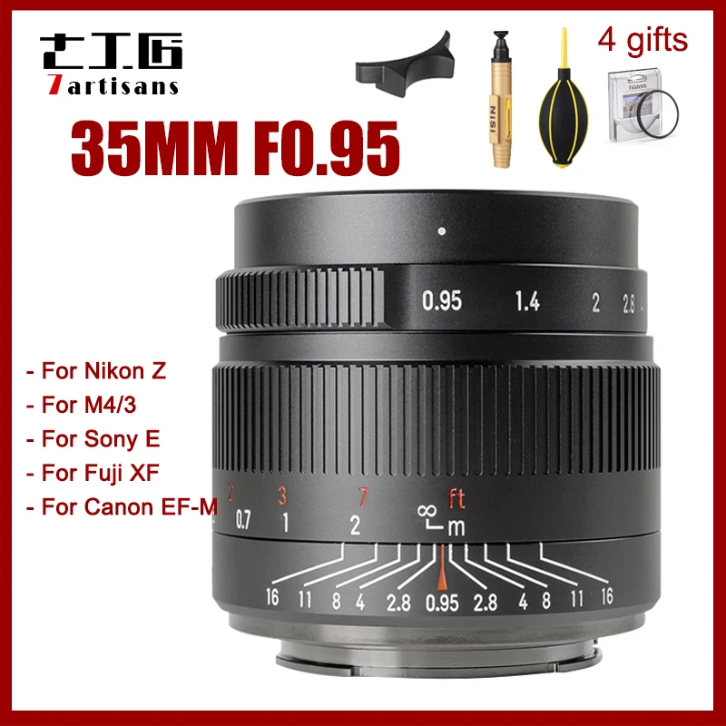 7 объектив камеры artisans 35 мм F0.95 для Nikon Z Olympus M4/3 Fujifilm FX Canon EF M EOS Sony E mount APS C Camera s