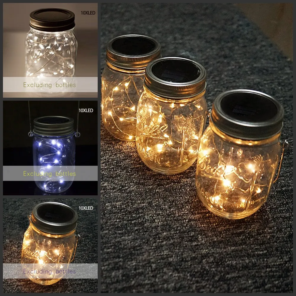 

WOOPOWER LED Lamp, Creative Solar Mason Cap Lamp Bottle Lamp for Party Christmas Holiday Decor