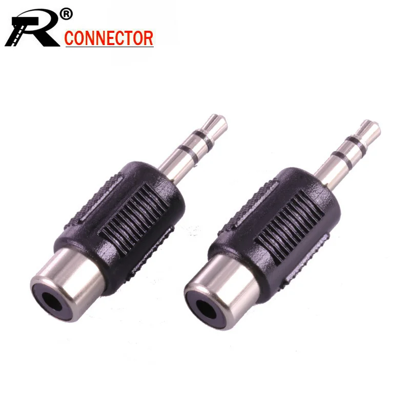 10 шт./лот 3 5 мм полюсный стерео штекер к RCA гнездовой разъем никелированный аудио