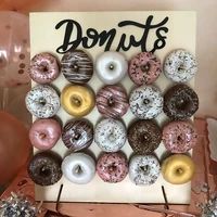 20 stick wooden donut wall black acrylic letters donuts board wedding birthday party desktop decor donut stand baby shower deco