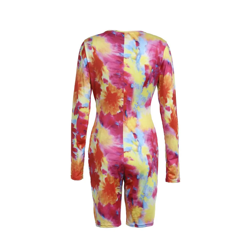 Спортивный костюм Tie dye Клубная одежда Облегающий комбинезон женская домашняя