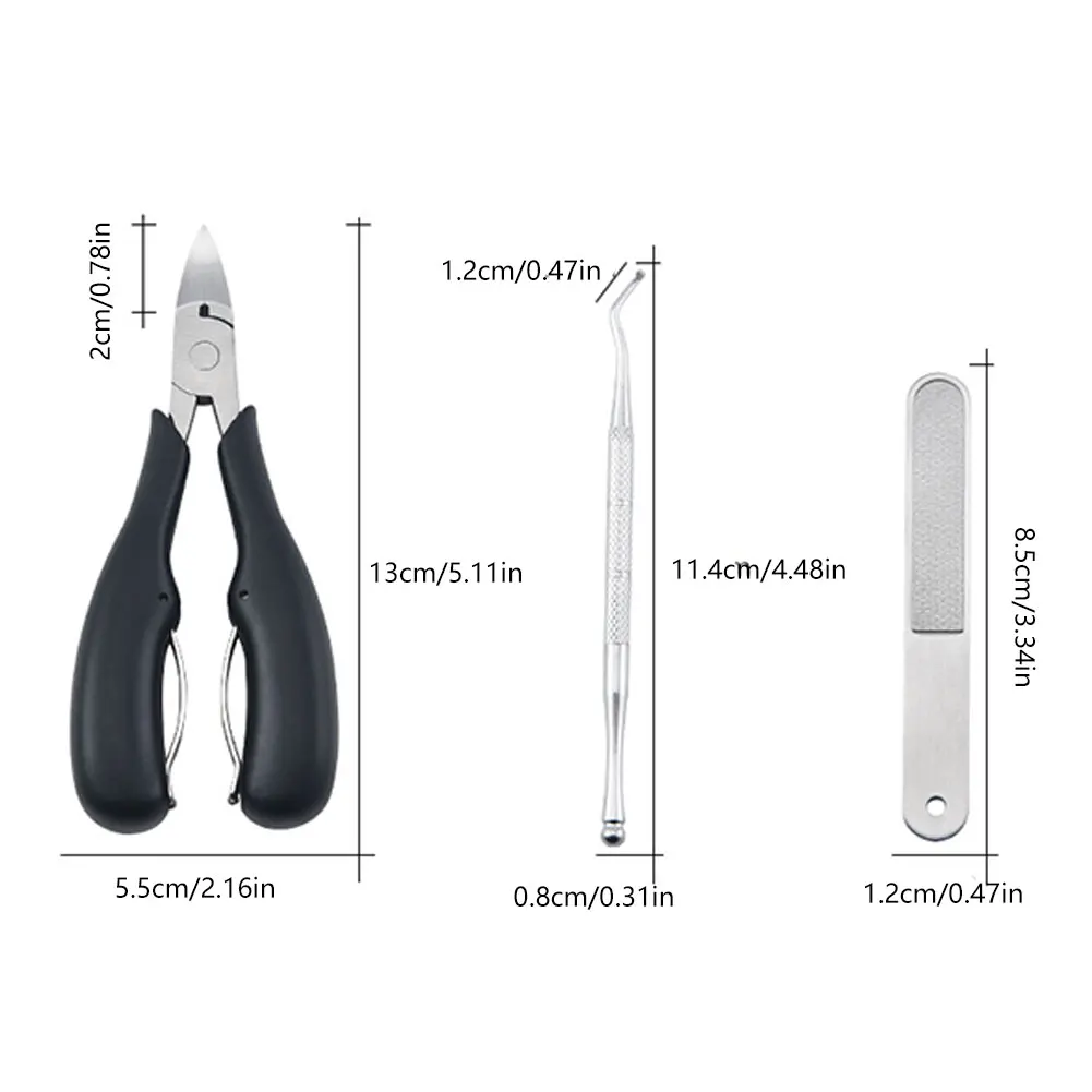 

3PCS Professional Nail Art Clipper Ingrown Thick Nail Scissor Toenails Trimmer Hard Skin Remover Tool Care Nail Art Tool