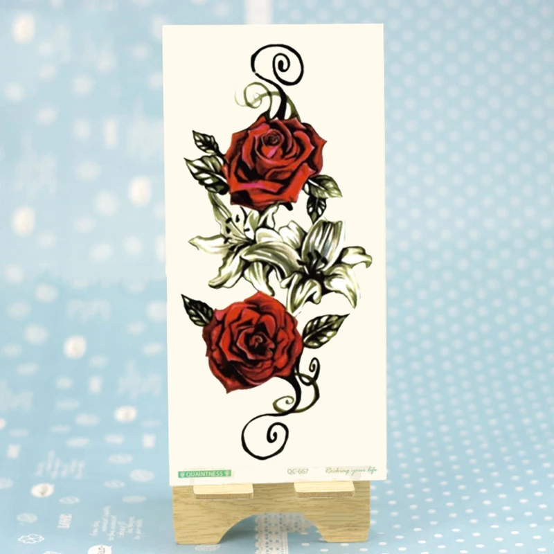 Sexy Body Art Tattoos Temporary Sticker Red Rose Fake For Women Waterproof | Красота и здоровье