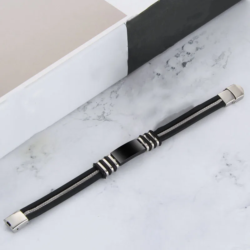 Крутой мужской браслет в стиле панк силиконовые браслеты из нержавеющей стали с