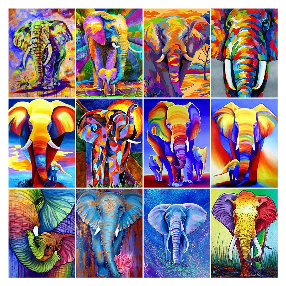 

Размер холста 5D DIY Алмазная картина Слон Полная квадратная картина Стразы Вышивка крестиком Животное украшение для дома
