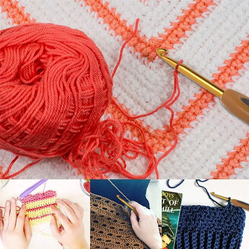 8Pcs Mix Size 2.5mm-6mm Crochet Hook Knit Weave Yarn Craft Knitting Needle Plastic Handle Hooks Needles Tools Christmas - купить по