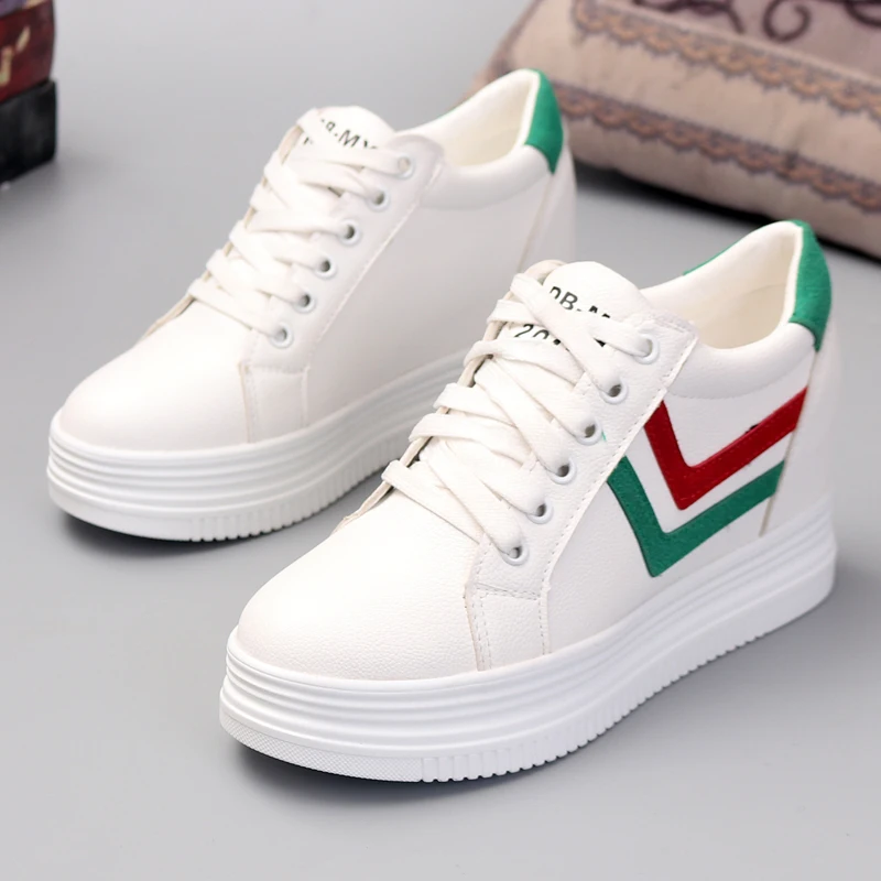 Кроссовки женские на платформе 8 см Водонепроницаемые кожаные повседневная