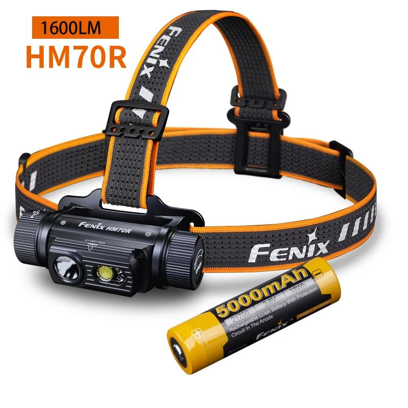 Фонарь налобный FENIX HM70R из магния с тройной защитой 1600 люмен длительное время