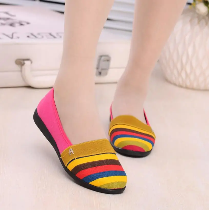 Женская Тканевая обувь Модная разноцветная женская повседневная на плоской
