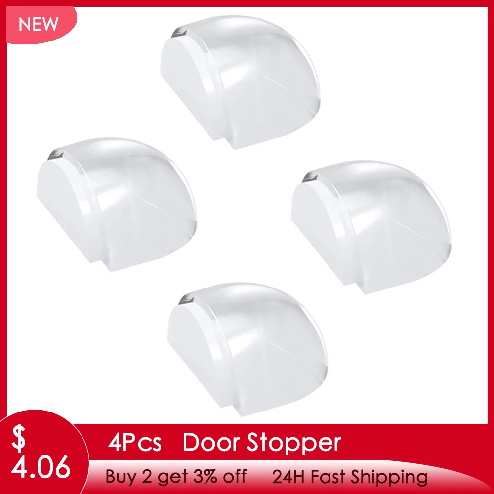 

4pcs Acrylic Door Stopper Non Punching Sticker Self Adhesive Door Stopper Door Holders Catch Floor Mounted Nail-free Door Stops