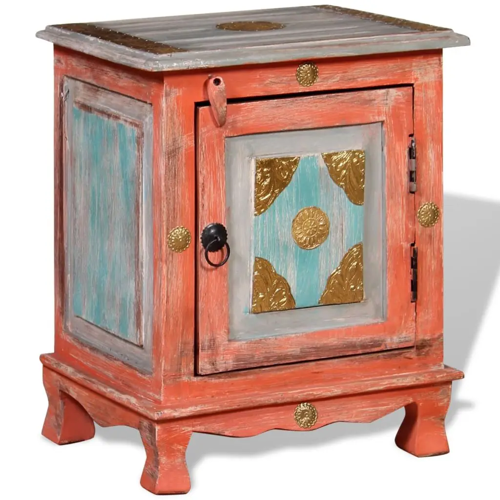 VidaXL Storage Cabinet Living Room Furniture Orange Mango Solid Wood Bedside Table Retro Endtable Chest of Drawers Durable |