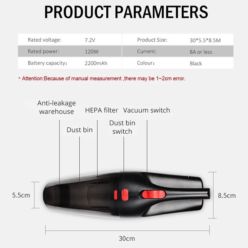 Мощный автомобильный пылесос DC Вольт с сумкой 4.8KPA циклонный влажный/сухой
