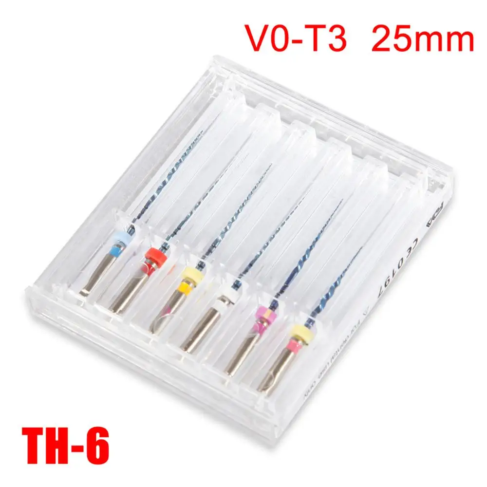 

Dental 25mm Heat Activation 6pc Mixed NiTi Engine Files Termic Active Root Canal Rotary File