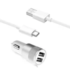 Автомобильное зарядное устройство с двумя USB-портами для iPhone se2 7 8 Plus 11 Pro, зарядный кабель USB Type-C для Samsung Galaxy S10, S9, A21s, A11, M31, M41