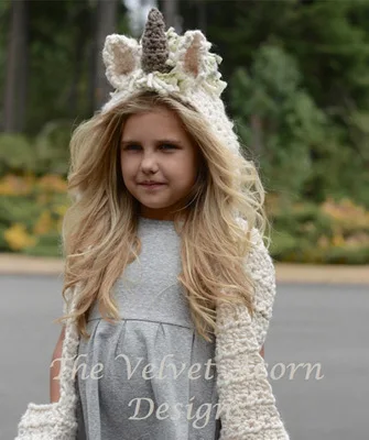 Осенняя женская шапка зимняя вязаная с вышивкой единорога громоздкие шапочки