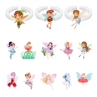 disney bright fairies creative design ring white round cute cartoon ring resin acrylic ring girls party accessories ring xds962