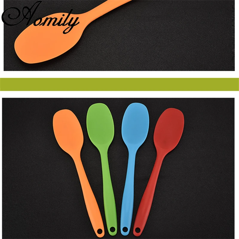 Шпатель Amoliy ложка для супа кухонная посуда силиконовая с длинной ручкой утварь