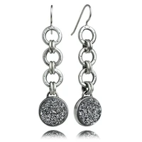 korean fashion shiny crystal multiple round rings clasp earrings boho simple smooth metal inlaid shiny black gem swing earrings