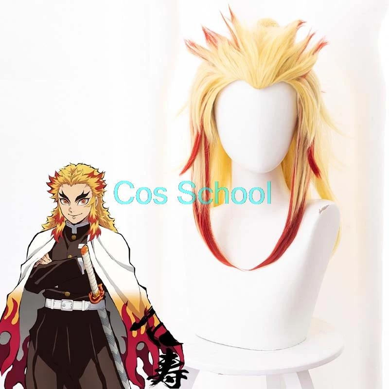 Cos School Tsuyuri Kanawo Rengoku Kyoujurou Kanroji Mitsuri Iguro Obanai парики Demon Slayer Kimetsu no Yaiba аксессуары