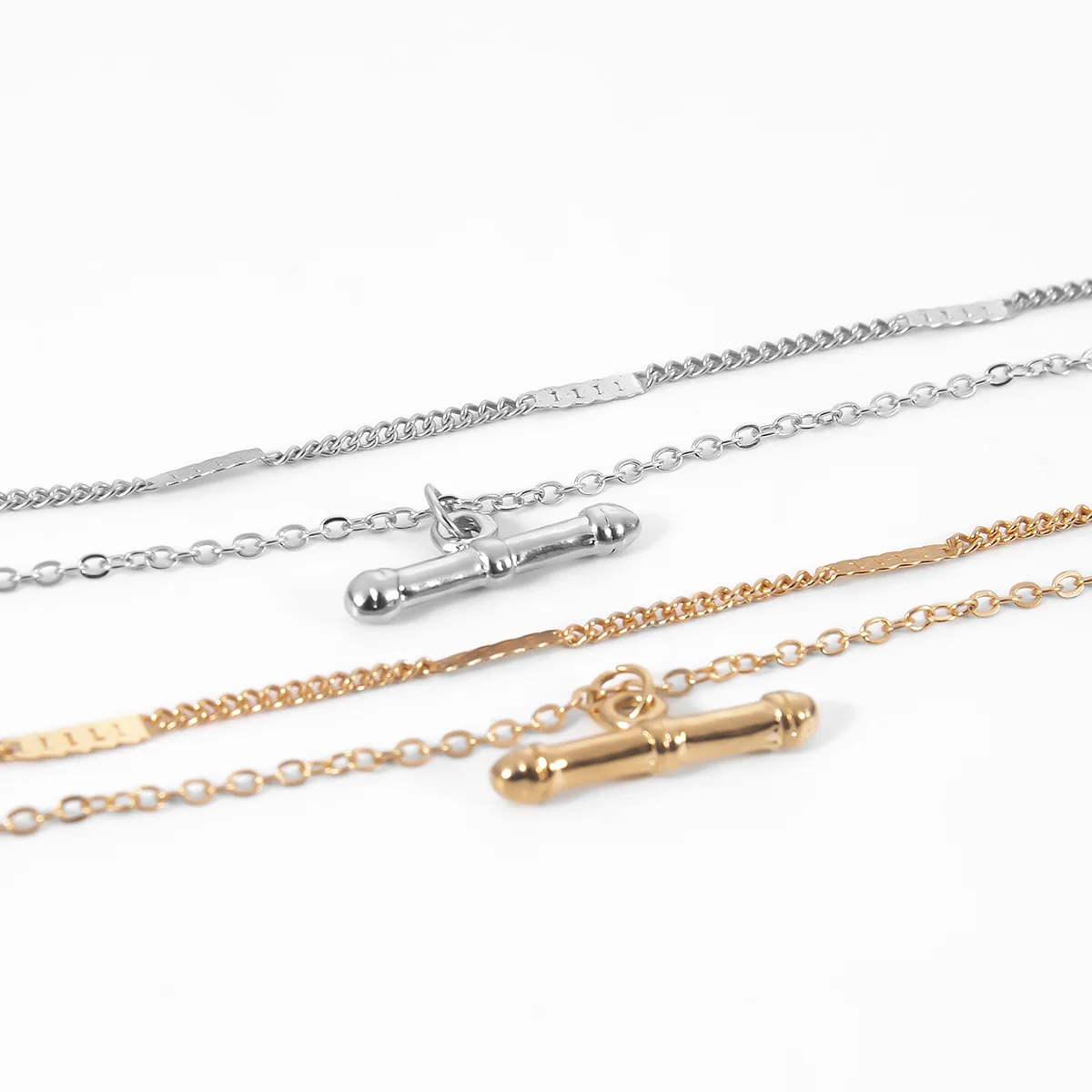 

Visisap Simple Multi-layer Geometric Chain Gold Color Metal Rod Necklace for Women Layered Square OL Style Lady Necklace C2363