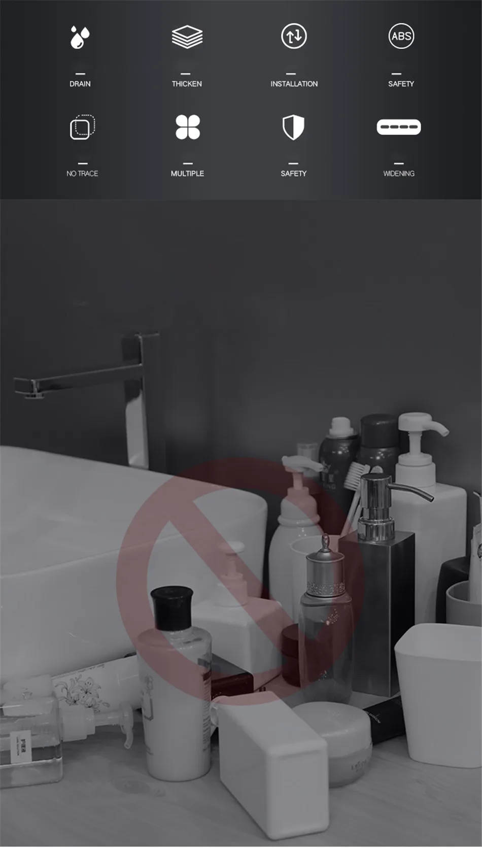 BAISPO Bathroom Seamless Corner Frame Free Punching Plastic Storage Rack Kitchen Bathroom Universal Storage Box Quickly Drain