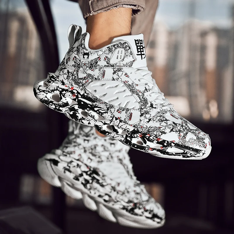 

Men Basketball Shoes High Top Breathable Sneakers Men Outdoor Non-Slip Athletic Basketball Sneakers Fashion Blade Sport Shoes