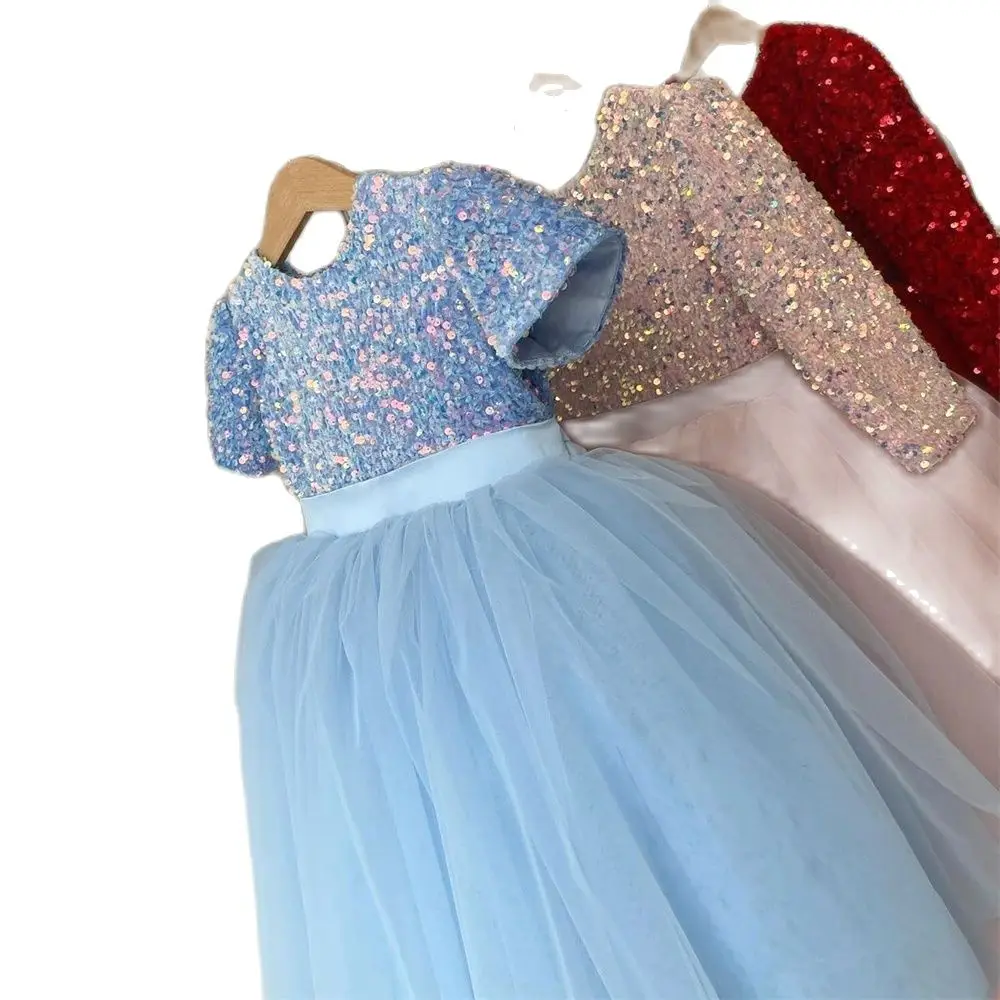 

Gardenwed Glitter Puffy Lace Girl Princess Dresses Ruched Short Sleeves Flower Gril Dress Cute Little Girl First Communion Gown