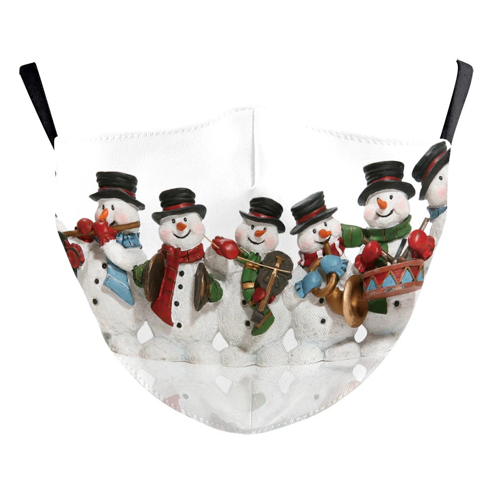 

Santa Claus Mouth Cap Adult Kids Washable Christmas Print Mask Party Gift Mask New Year Protective PM2.5 Filters Mask Unisex